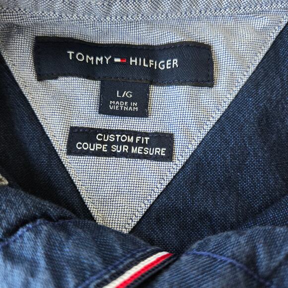 Tommy Hilfiger Navy Button Down Shirt Size L EUC - Picture 3 of 11
